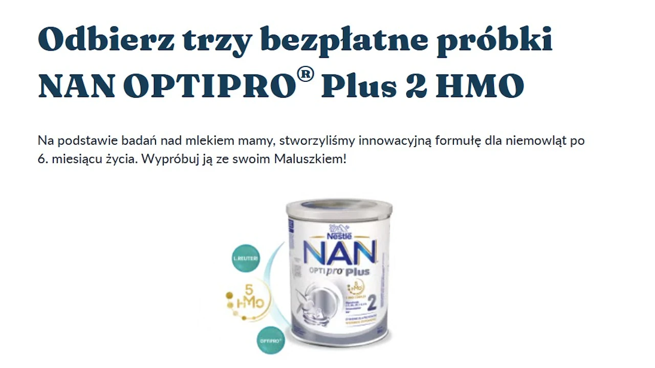 Bezpłatne próbki NAN OPTIPRO® Plus 2 HMO