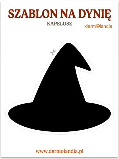 szablon na dynię kapelusz czarownicy