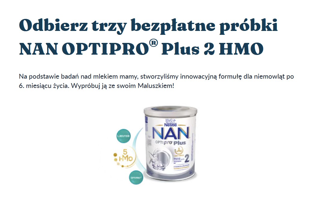 Bezpłatne próbki NAN OPTIPRO® Plus 2 HMO